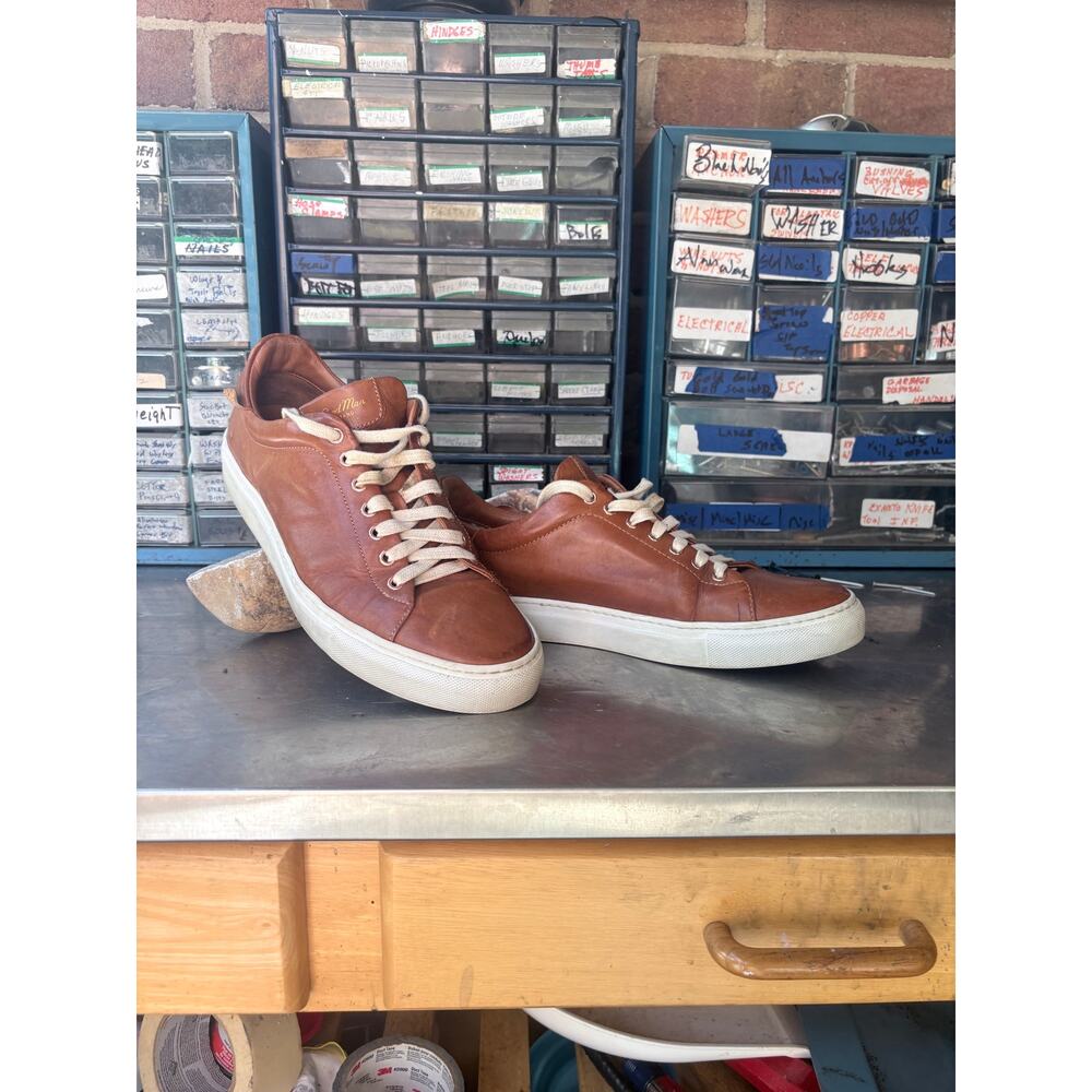 Good Man Brand Made In Italy Brown Leather Low Top Sneakers Men’s Size 11